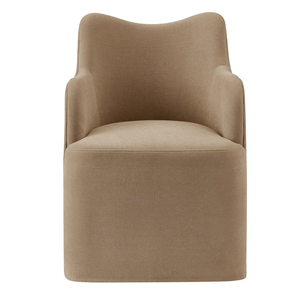 Cordelle Linen Blend Swivel Dining Chair - Almond