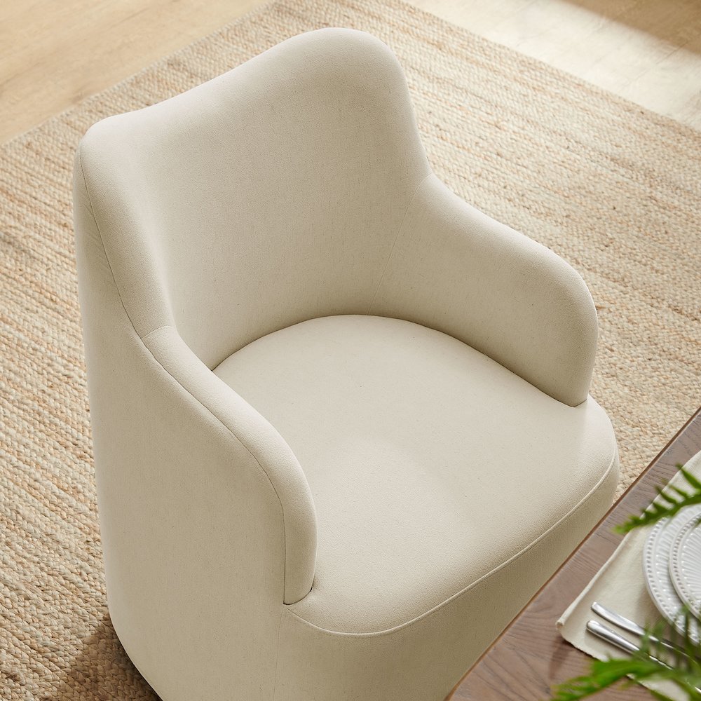 Cordelle Linen Blend Swivel Dining Chair - Linen