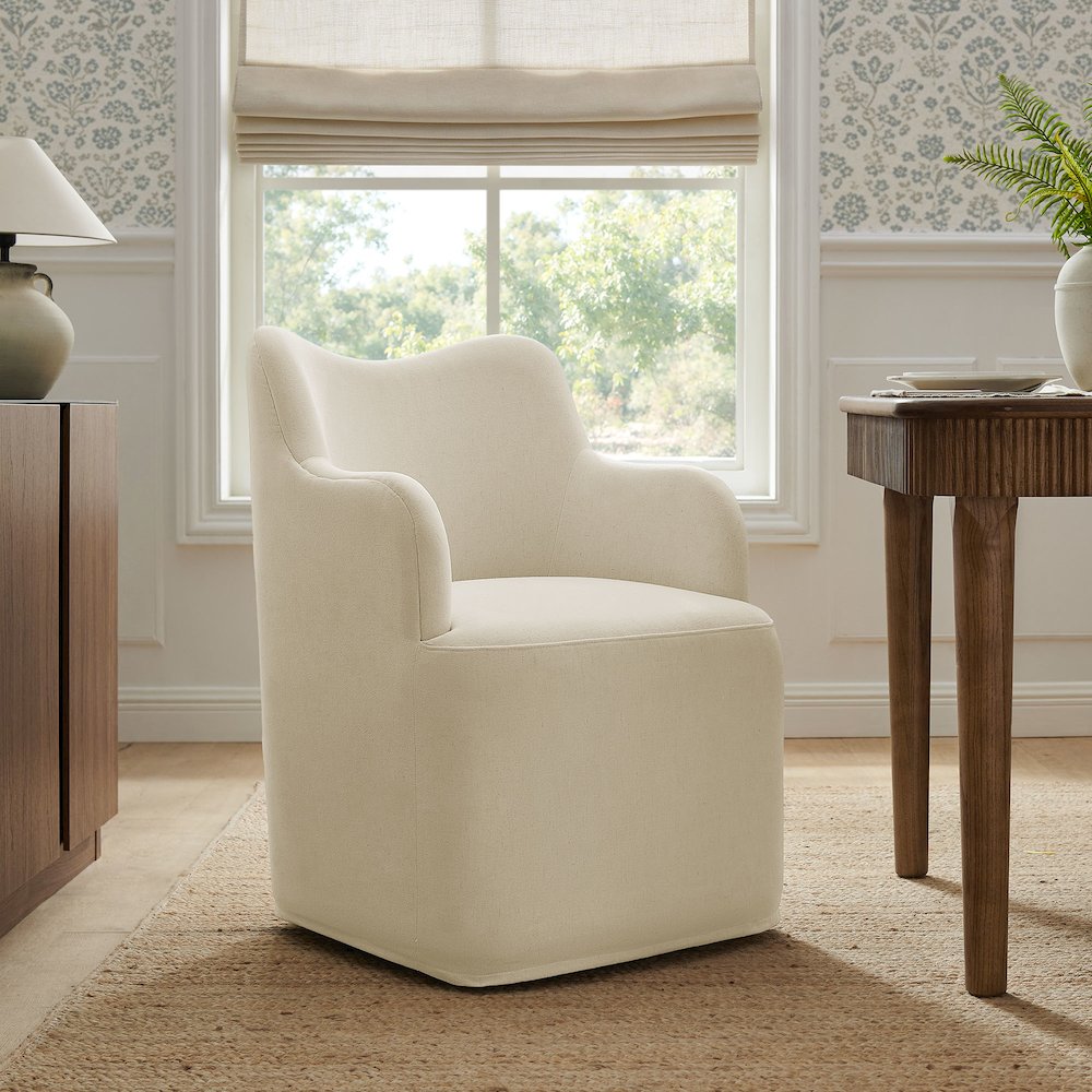 Cordelle Linen Blend Swivel Dining Chair - Linen