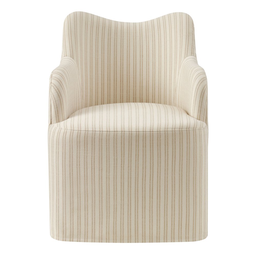 Cordelle Linen Blend Swivel Dining Chair - Oatmeal Stripe