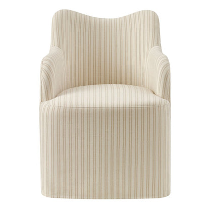 Cordelle Linen Blend Swivel Dining Chair - Oatmeal Stripe