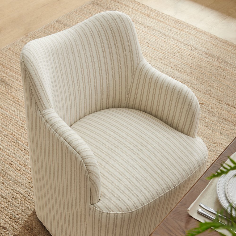 Cordelle Linen Blend Swivel Dining Chair - Oatmeal Stripe