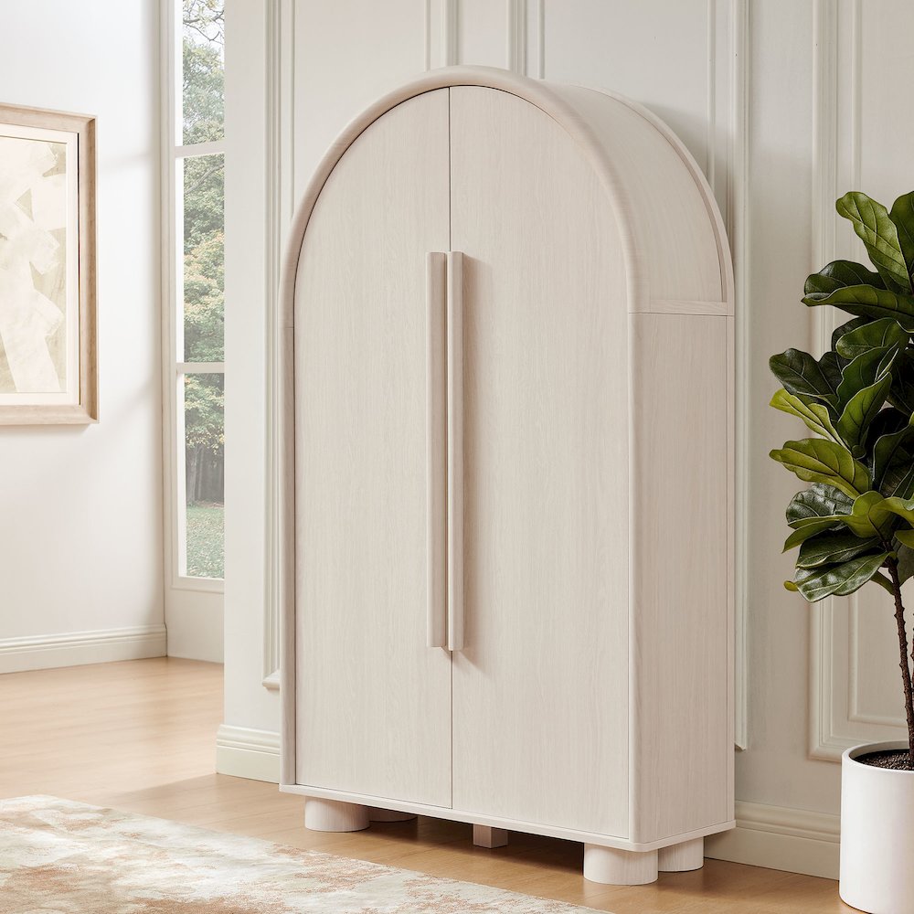 Bellamy Arched Fold-Out Desk Cabinet - Ash