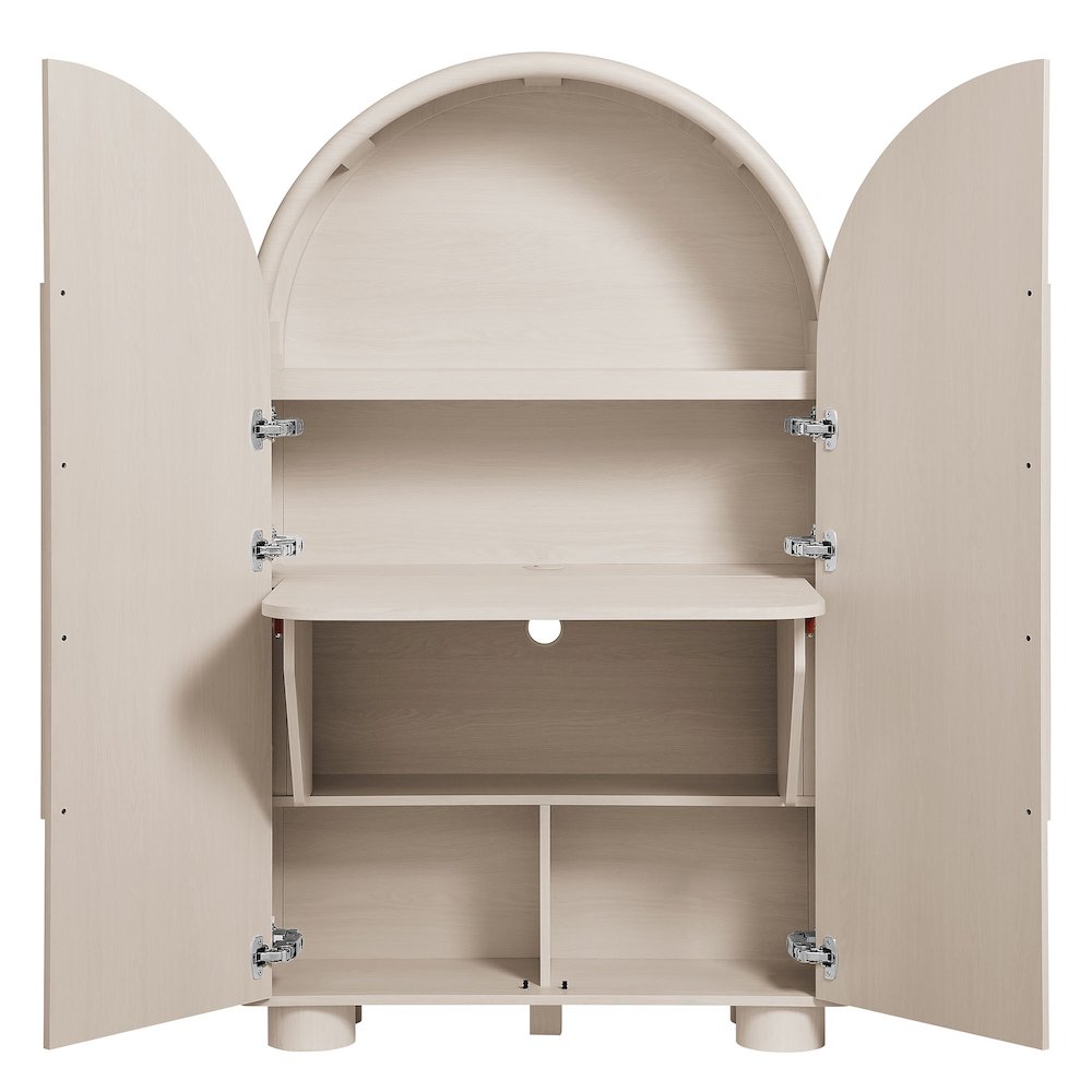 Bellamy Arched Fold-Out Desk Cabinet - Ash
