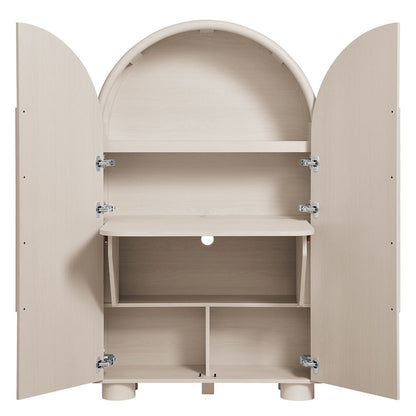 Bellamy Arched Fold-Out Desk Cabinet - Ash