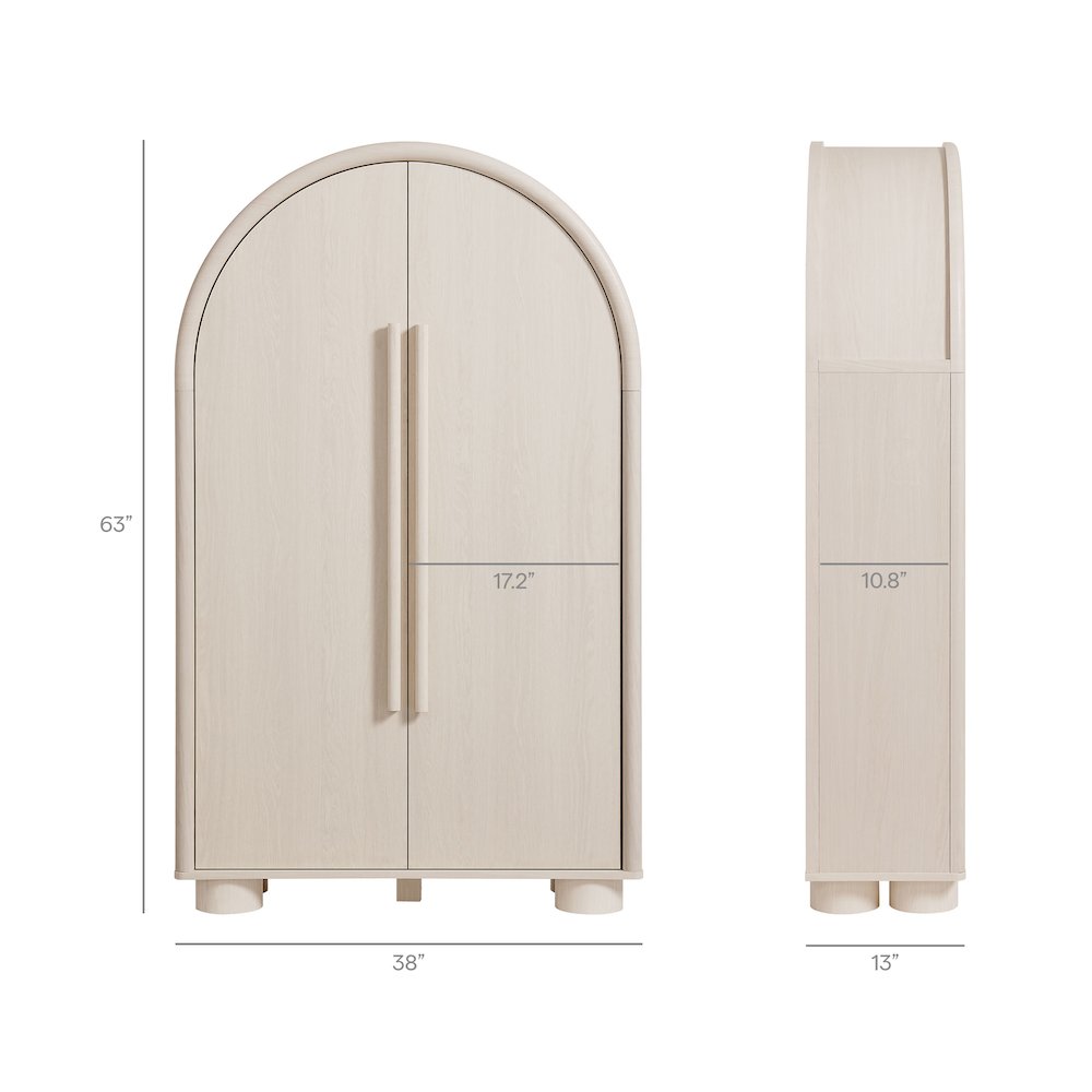 Bellamy Arched Fold-Out Desk Cabinet - Ash