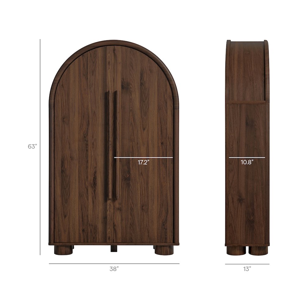 Bellamy Arched Fold-Out Desk Cabinet - Walnut