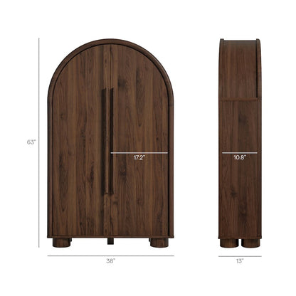 Bellamy Arched Fold-Out Desk Cabinet - Walnut