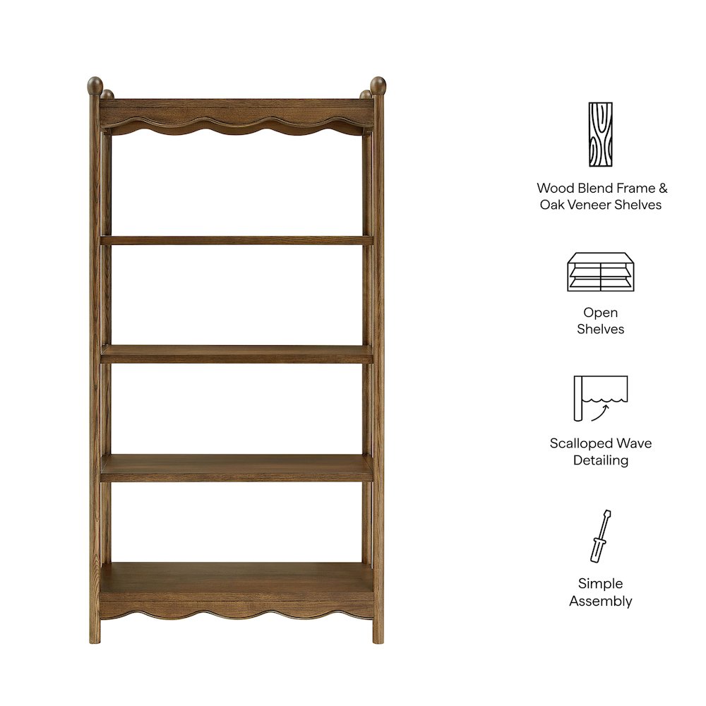 Darcy 4-Tier Open Bookcase - Walnut