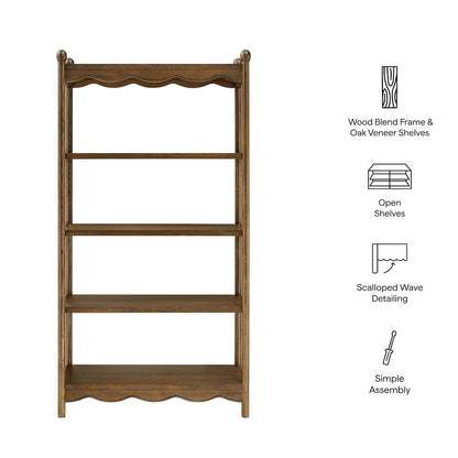 Darcy 4-Tier Open Bookcase - Walnut