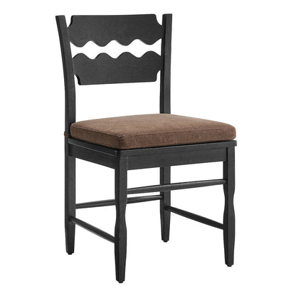 Jax Oak Wavy Back Cushion Dining Chairs Set of 2 - Black Cocoa