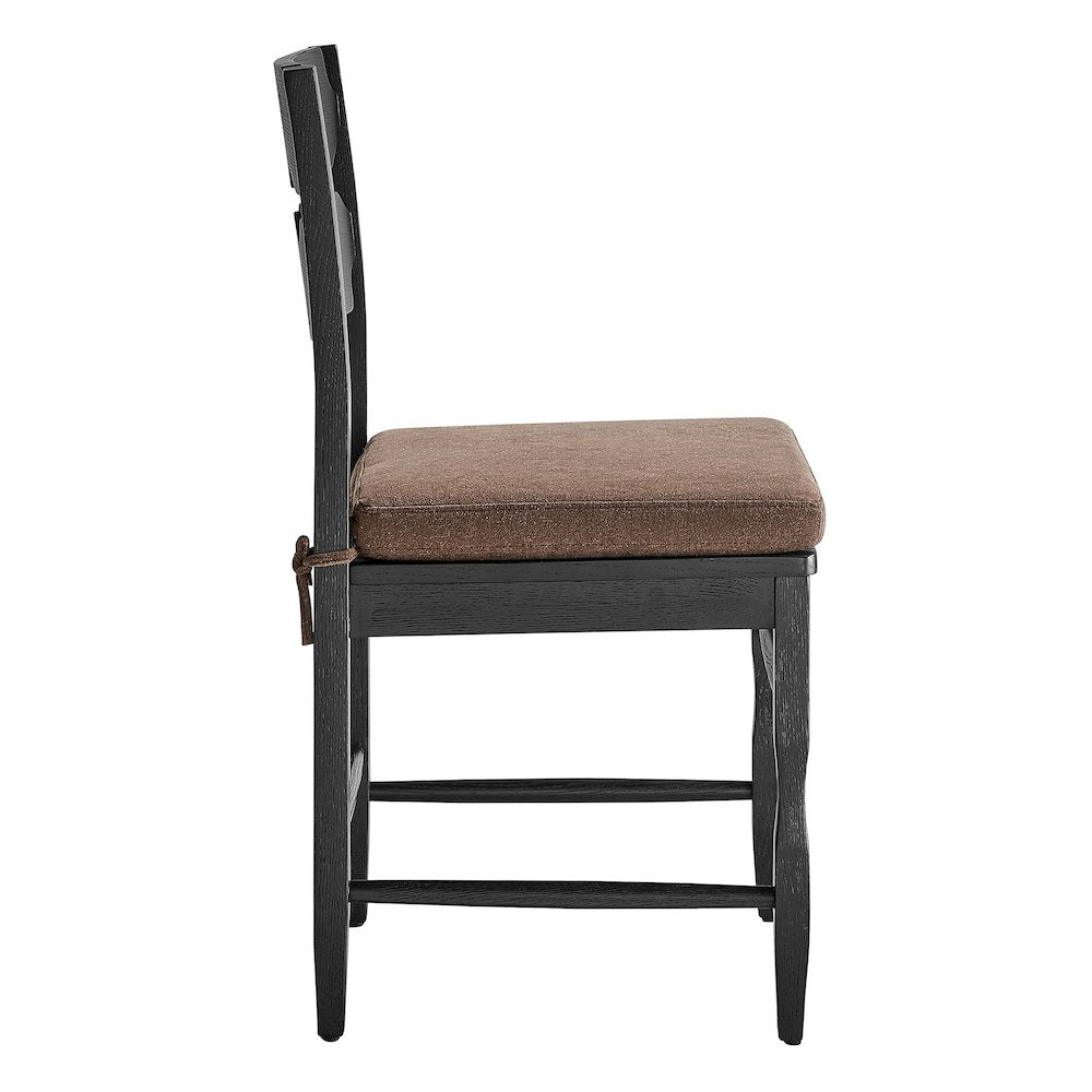 Jax Oak Wavy Back Cushion Dining Chairs Set of 2 - Black Cocoa