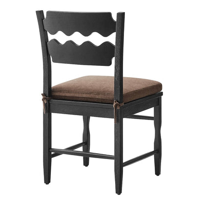 Jax Oak Wavy Back Cushion Dining Chairs Set of 2 - Black Cocoa