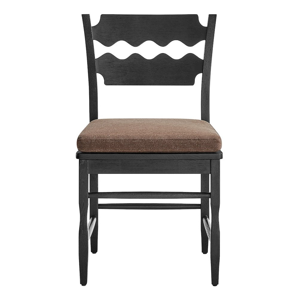 Jax Oak Wavy Back Cushion Dining Chairs Set of 2 - Black Cocoa