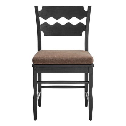 Jax Oak Wavy Back Cushion Dining Chairs Set of 2 - Black Cocoa