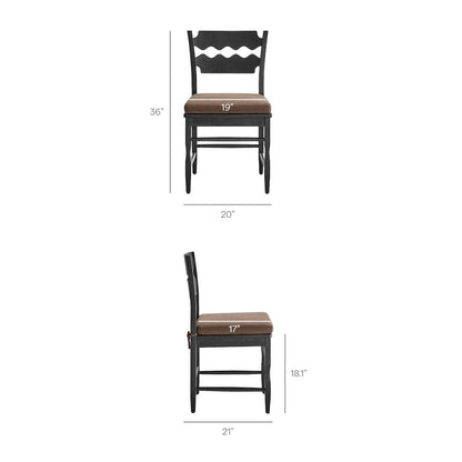 Jax Oak Wavy Back Cushion Dining Chairs Set of 2 - Black Cocoa