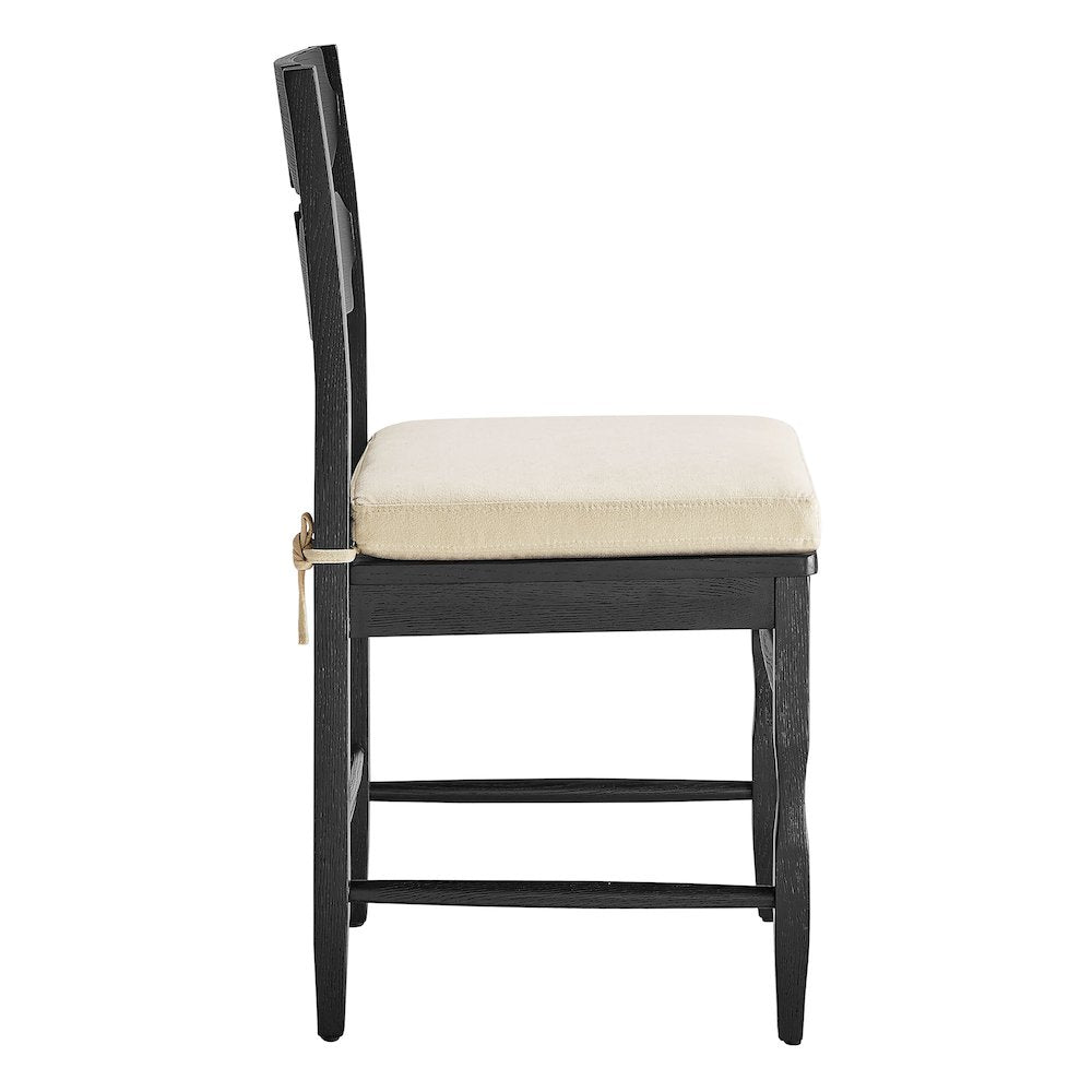 Jax Oak Wavy Back Cushion Dining Chairs Set of 2 - Black Linen