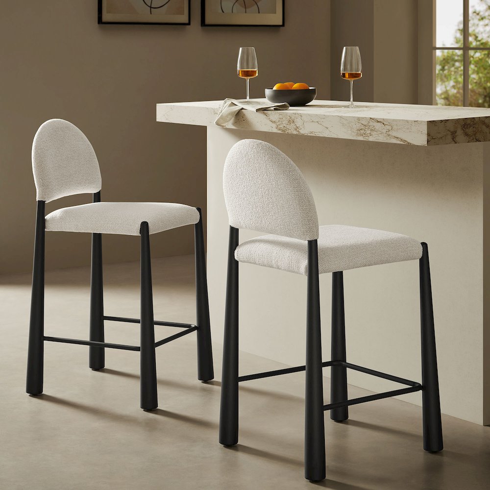 Hayley Upholstered Fabric Counter Stools Set of 2