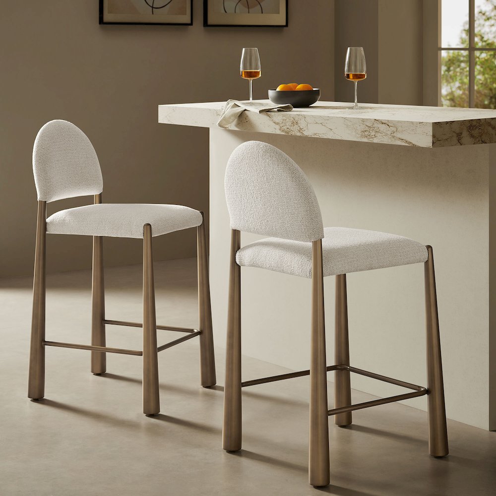 Hayley Upholstered Fabric Counter Stools Set of 2