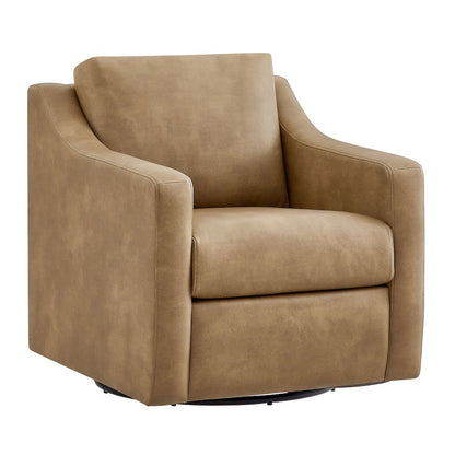 Liora Vegan Leather Swivel Armchair - Toast