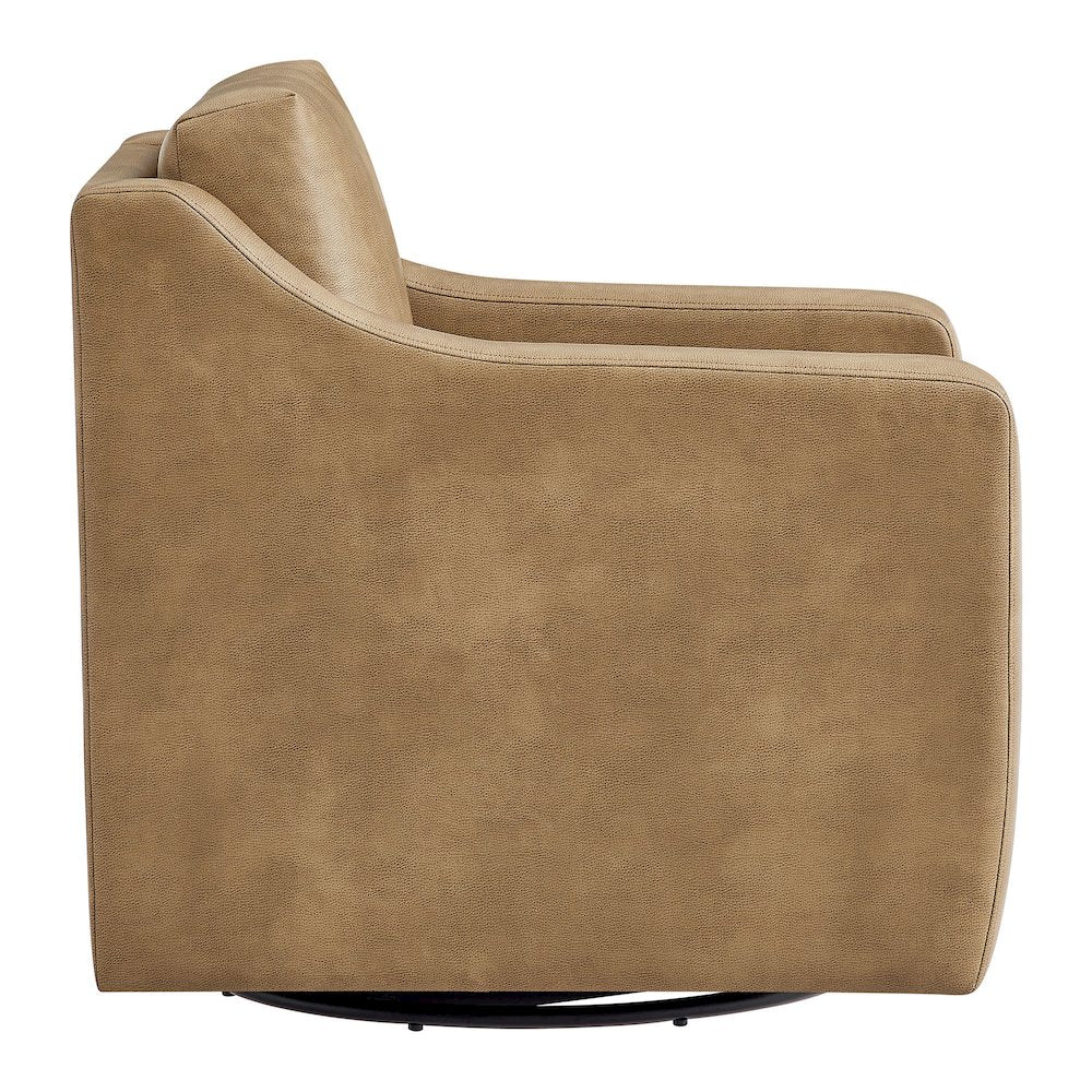 Liora Vegan Leather Swivel Armchair - Toast