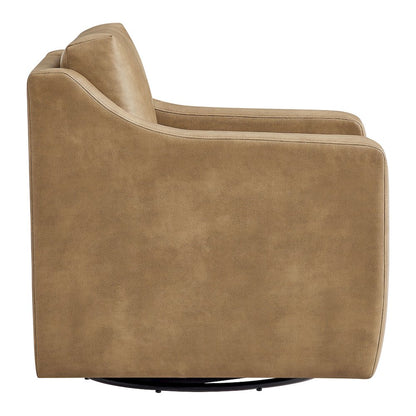 Liora Vegan Leather Swivel Armchair - Toast