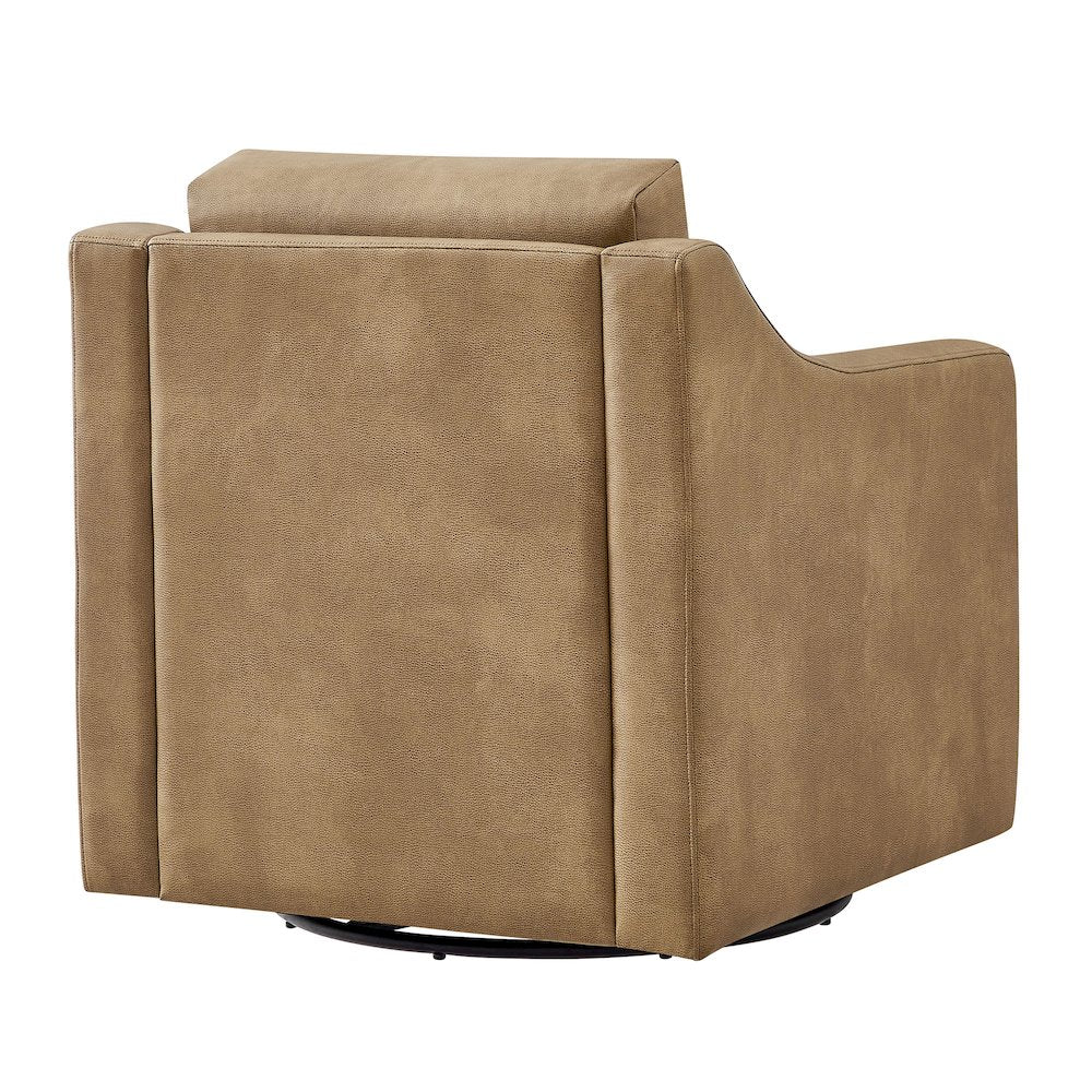 Liora Vegan Leather Swivel Armchair - Toast