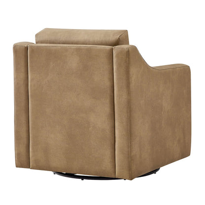 Liora Vegan Leather Swivel Armchair - Toast