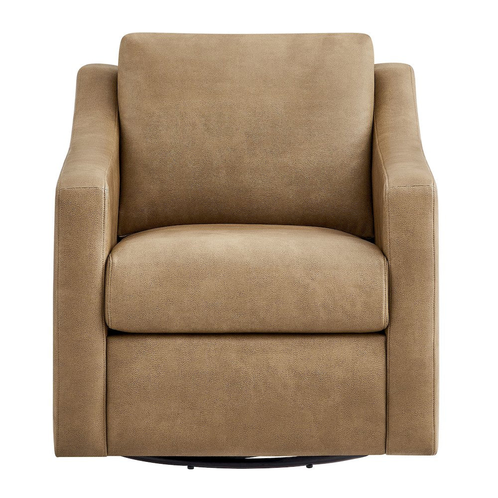Liora Vegan Leather Swivel Armchair - Toast
