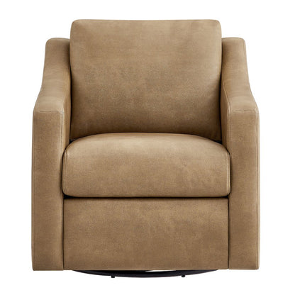 Liora Vegan Leather Swivel Armchair - Toast