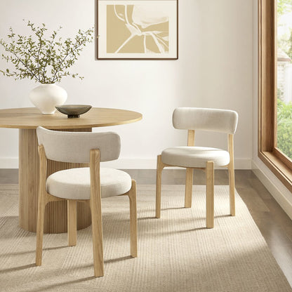 Marsha Upholstered Fabric Dining Chairs Set of 2 - Ecru