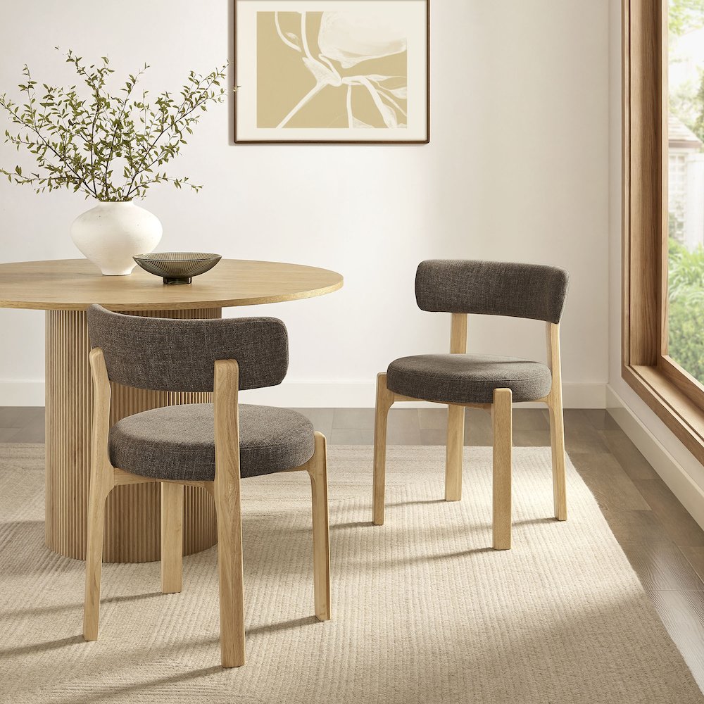Marsha Upholstered Fabric Dining Chairs Set of 2 - Mocha