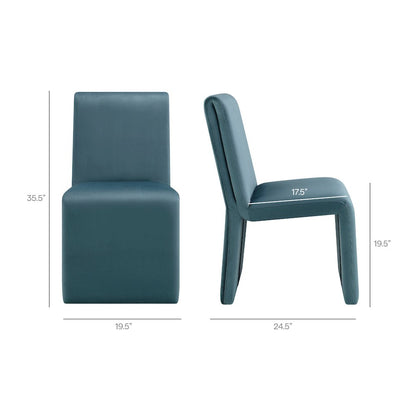 Emory Performance Velvet Dining Side Chair Set of 2 - Cadet Blue