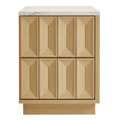 Mabry 23 Inch Geometric Faceted Two Drawer Nightstand - Oak