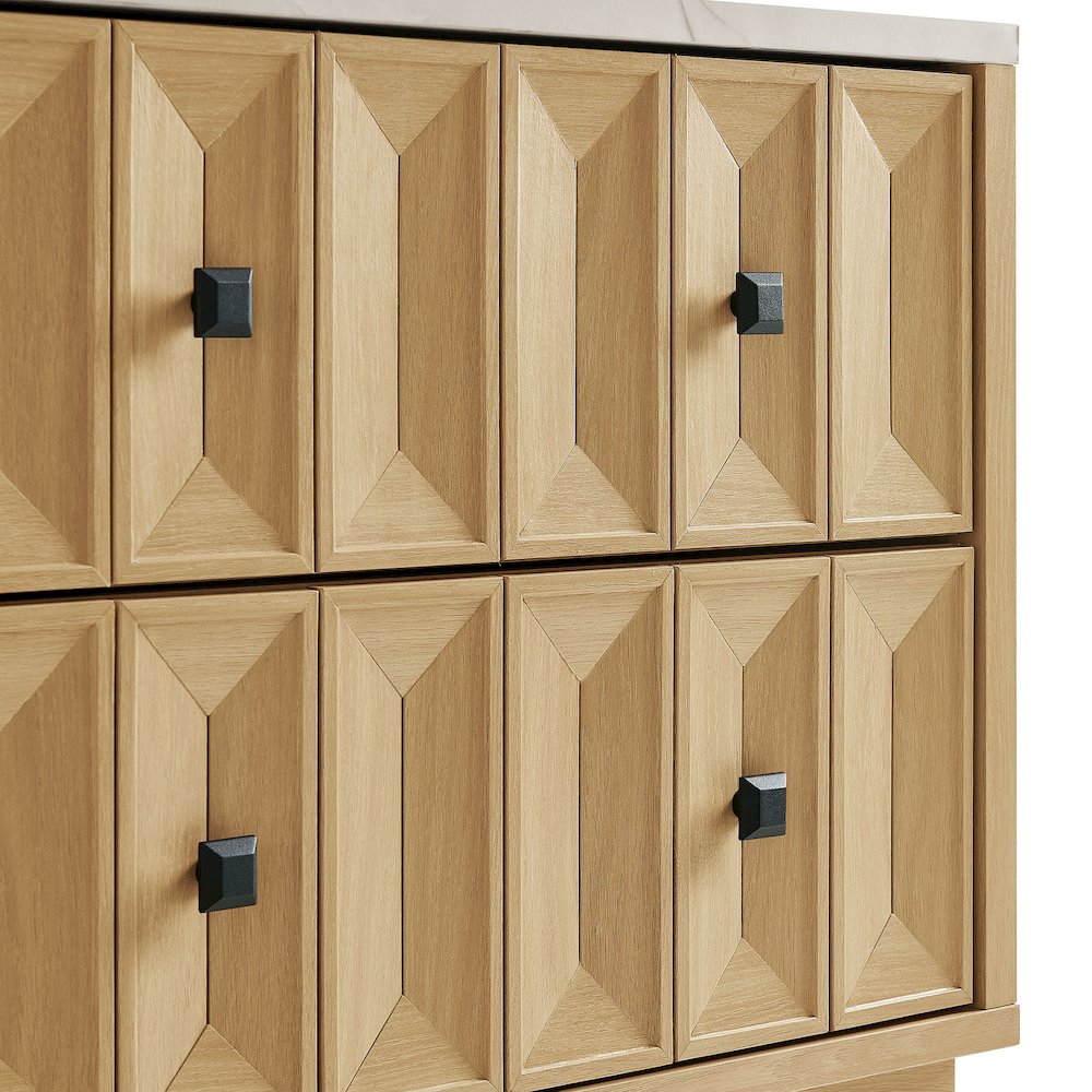 Mabry 23 Inch Geometric Faceted Two Drawer Nightstand - Oak