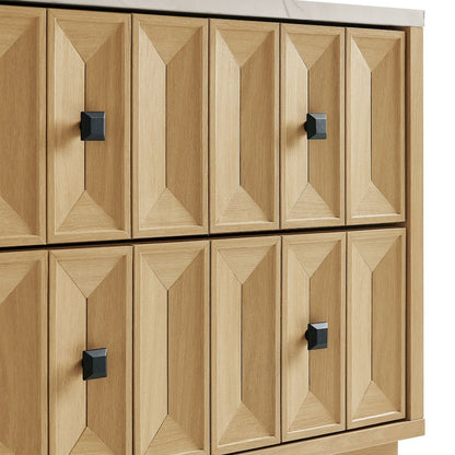 Mabry 23 Inch Geometric Faceted Two Drawer Nightstand - Oak