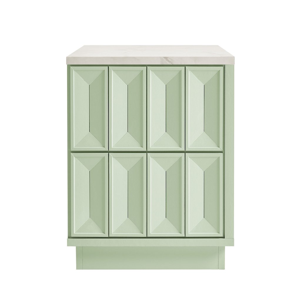 Mabry 23 Inch Geometric Faceted Two Drawer Nightstand - Sage