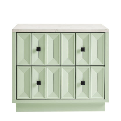 Mabry 23 Inch Geometric Faceted Two Drawer Nightstand - Sage