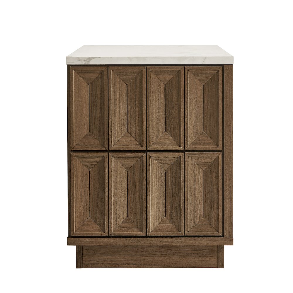 Mabry 23 Inch Geometric Faceted Two Drawer Nightstand - Walnut