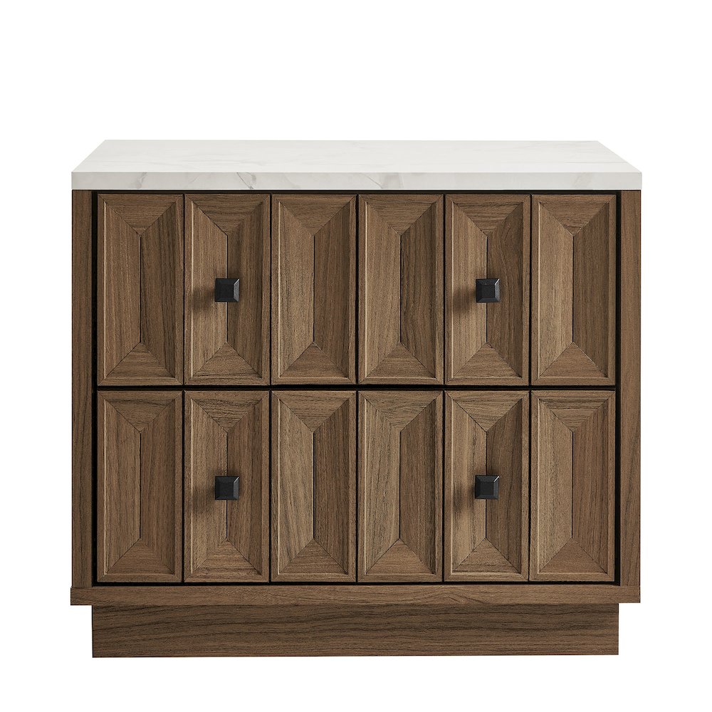 Mabry 23 Inch Geometric Faceted Two Drawer Nightstand - Walnut