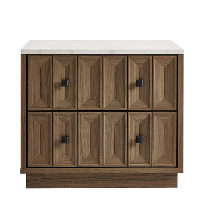 Mabry 23 Inch Geometric Faceted Two Drawer Nightstand - Walnut