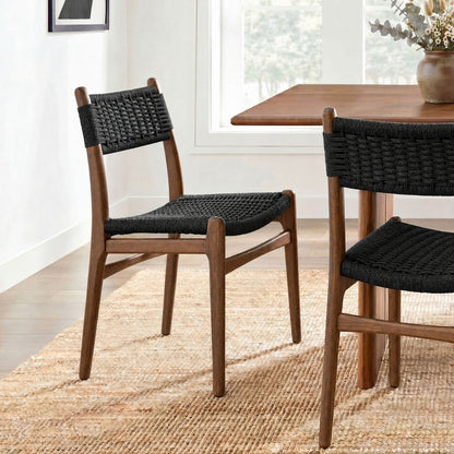 Wynn Rope and Wood Dining Side Chair - Walnut Black