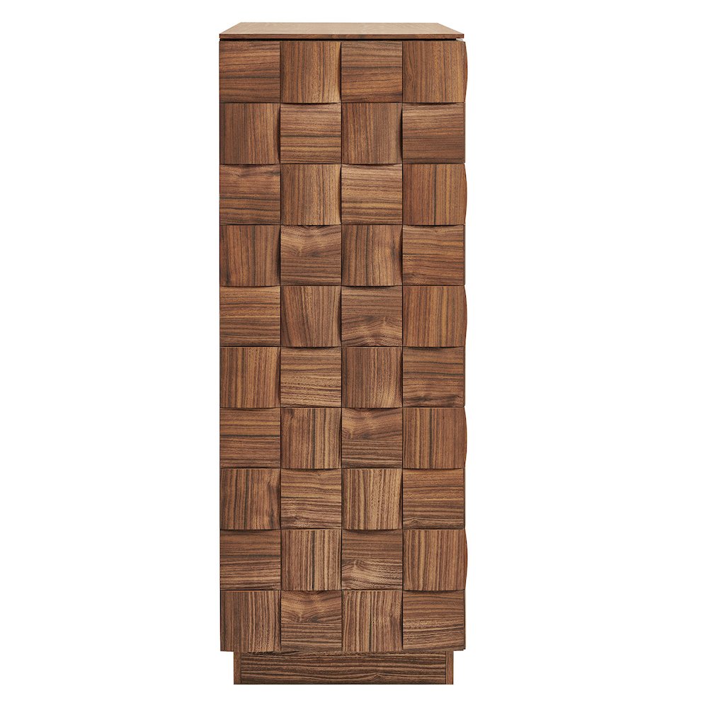 Duskin 39 Inch Geometric Block Design Tall Storage Cabinet - Walnut