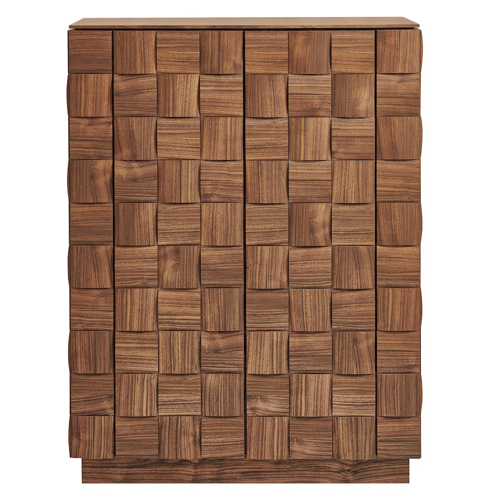 Duskin 39 Inch Geometric Block Design Tall Storage Cabinet - Walnut