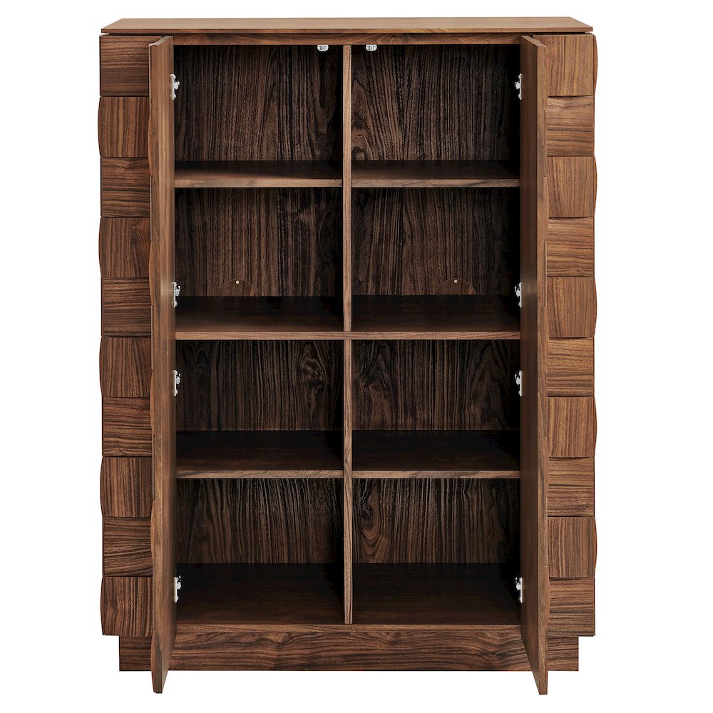 Duskin 39 Inch Geometric Block Design Tall Storage Cabinet - Walnut