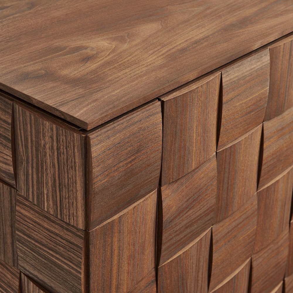 Duskin 39 Inch Geometric Block Design Tall Storage Cabinet - Walnut
