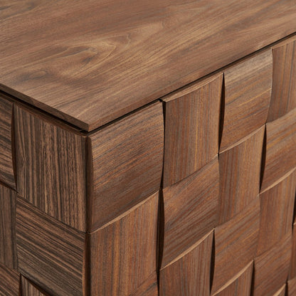 Duskin 39 Inch Geometric Block Design Tall Storage Cabinet - Walnut