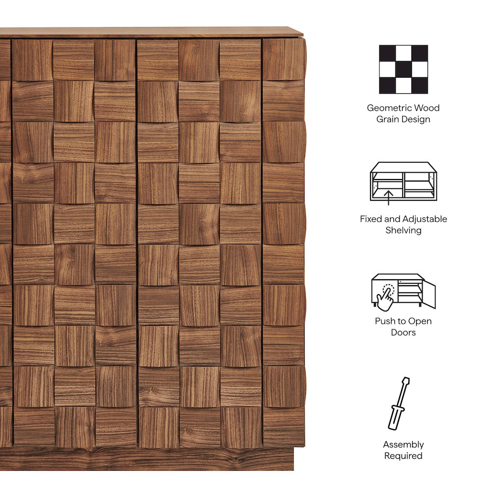 Duskin 39 Inch Geometric Block Design Tall Storage Cabinet - Walnut