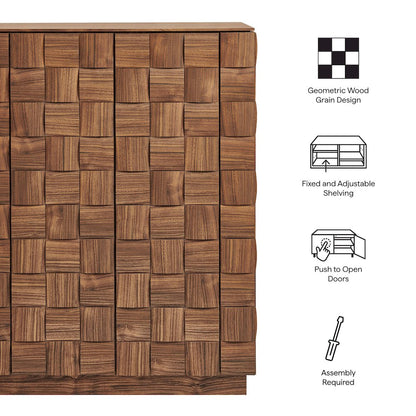 Duskin 39 Inch Geometric Block Design Tall Storage Cabinet - Walnut