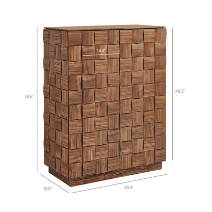 Duskin 39 Inch Geometric Block Design Tall Storage Cabinet - Walnut